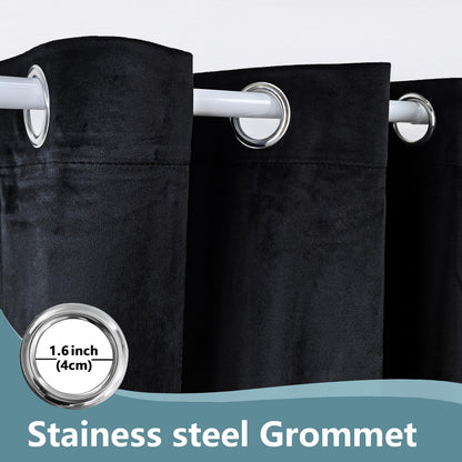 Door Curtain Grommet Velvet Door Curtains 95% Blackout Doorway Curtain for Living Room Kitchen Bedroom Hallway Bathroom Garage Front Door, 1 Panel， Black, 87X203Cm（34X80In）